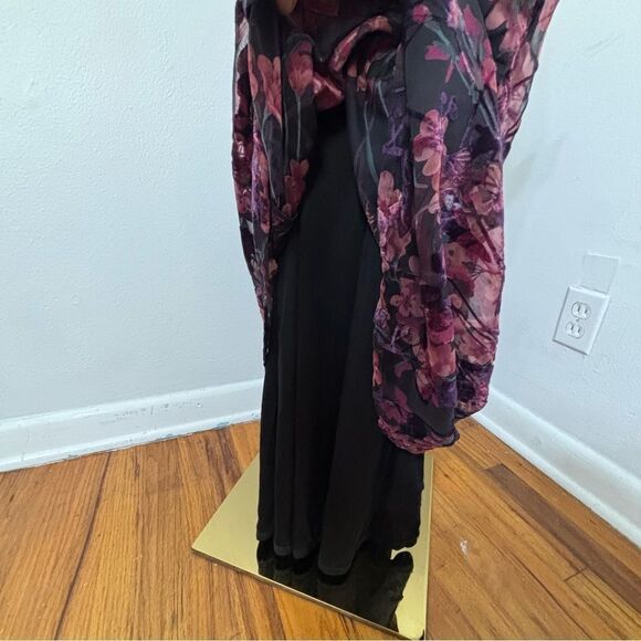 NWT Lulu's Black Floral Asían Print Velvet XL Maxi Babydoll Dress Fairy Whimsi - Picture 9 of 15